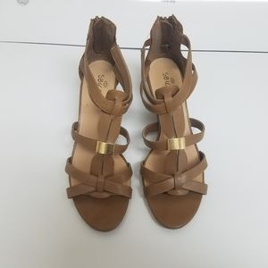 Sbicca leather wedge sandals, Size 9